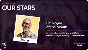 Rise Vision digital signage template for employee of the month